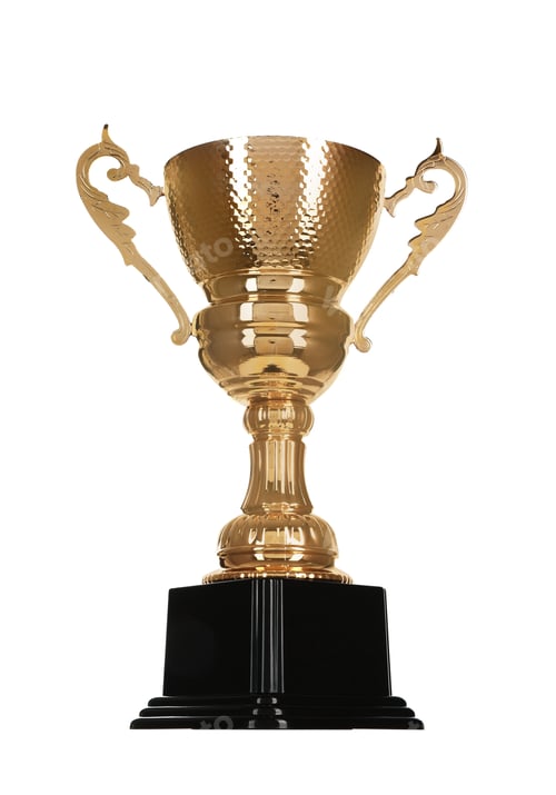 Preview: Shiny gold cup on white background. Winner's trophy