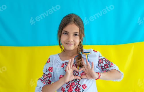 Preview: Ukrainian girl child in vyshyvanka. Selective focus.