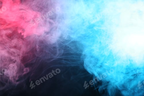 Preview: Beautiful smoke in neon lights on dark background