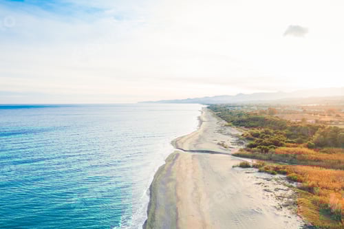 Preview: Aerial view of italian coast at sunset