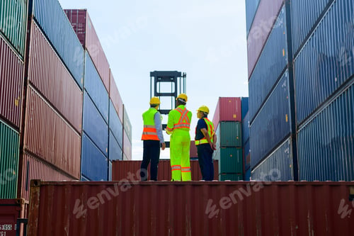 Preview: Warehouse engineer working at container yard