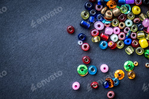 Preview: Top view of colorful glass beads