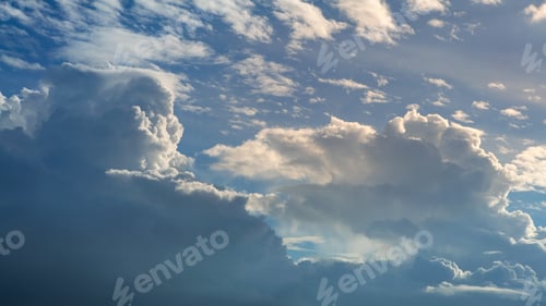Preview: Wonderful cumulus clouds sky with sun light at summer. Beautiful cloudscape