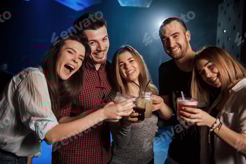 Preview: Happy together. Beautiful youth have party together with alcohol in the nightclub