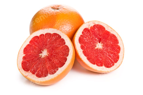 Preview: sliced red grapefruit on white