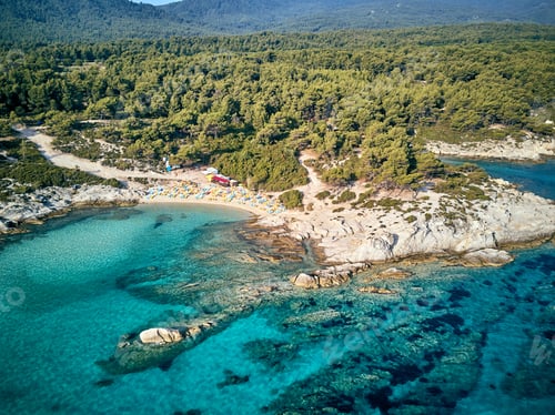Preview: Beautiful beach top aerial view drone shot