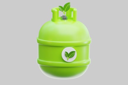 Preview: Green spherical container with handle and plant