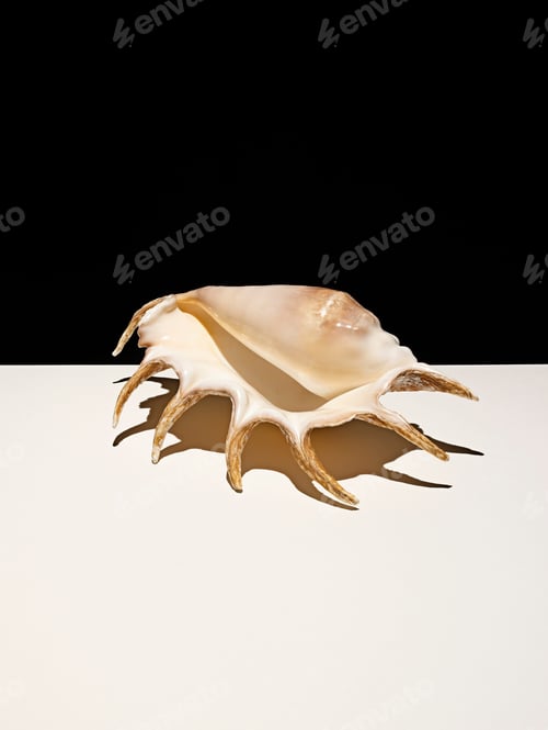 Preview: Conch shell casting shadows on table
