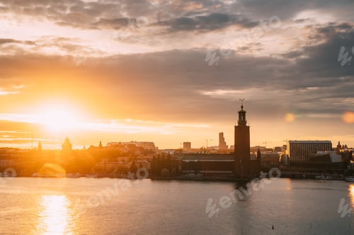 Preview: Stockholm, Sweden. Scenic Skyline View Of Famous Tower Of Stockh