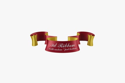 Preview: Curved red ribbon with gold accents and metallic ribbons