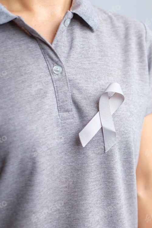 Preview: Grey Ribbon on Shirt for Support and Awareness