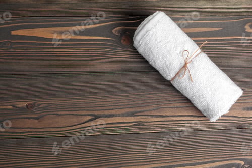 Preview: Clean soft towels on wooden table