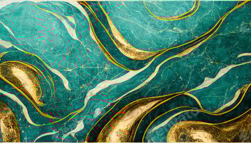 Preview: The natural Pattern Background in Gold and Teal color, Digital illustration