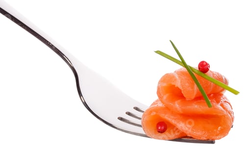 Preview: Salmon Appetizer with Green Chives on Fork