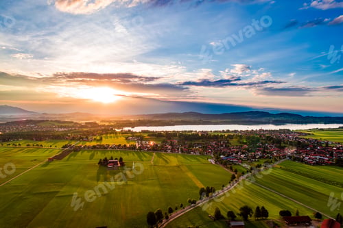 Preview: Beautiful natural landscape of the Alps. Forggensee and Schwangau, Germany, Bavaria