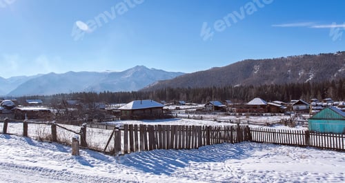 Preview: the winter village Katanda, Altai, Siberia, Russia