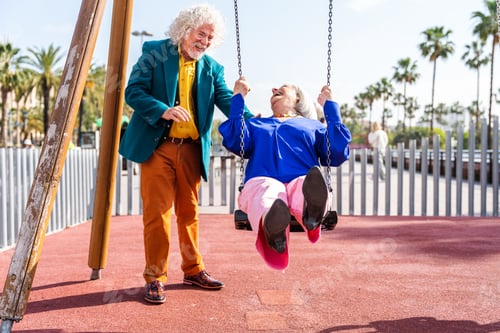 Preview: Senior couple of old people dating outdoors