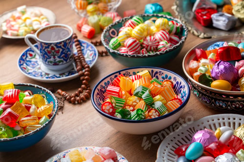 Preview: Traditional Turkish Ramadan Sweet Sugar hard Candy, Chocolate candie and Almond candies