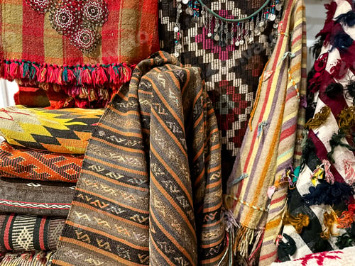 Preview: Turkish or Iranian carpets background. Full frame.