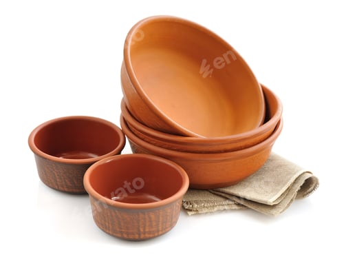 Preview: Ceramic tableware on white background
