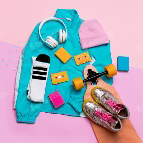 Preview: Colorful 1980s Fashion and Accessories Still Life