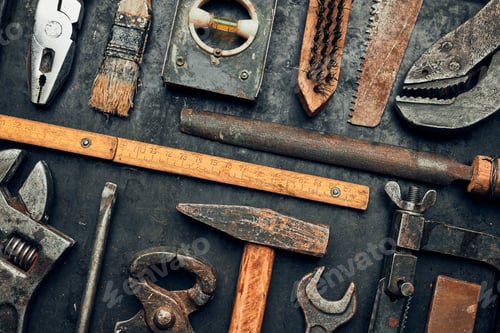 Preview: Hardware tools. Mechanic tools for maintenance. Tools to fix. Technical background. Handyman's tool
