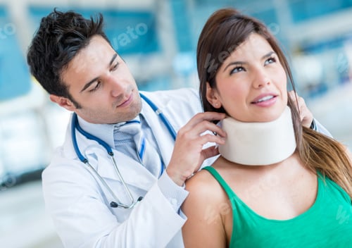 Preview: Woman In Pain At The Doctor For A Neck Injury