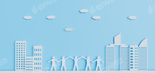 Preview: Leadership action with success teamwork, paper art designs
