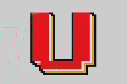 Preview: Red pixel letter u graphic