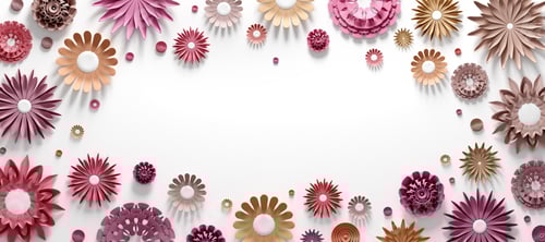 Preview: Colorful paper flowers on white background