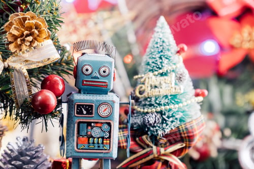 Preview: Christmas background with decorations and gift boxes on wooden