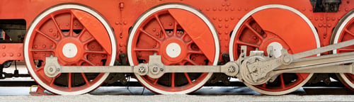 Preview: Big red wheels of a steam locomotive