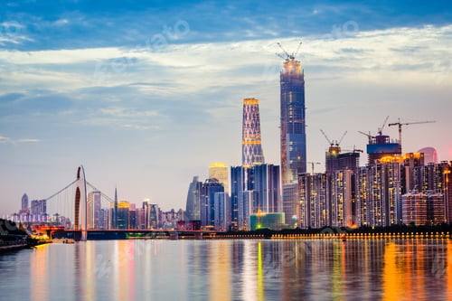 Preview: Guangzhou, China City Skyline On The Pearl River.