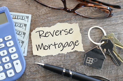 Preview: Reverse Mortgage home loan banking concept flat lay