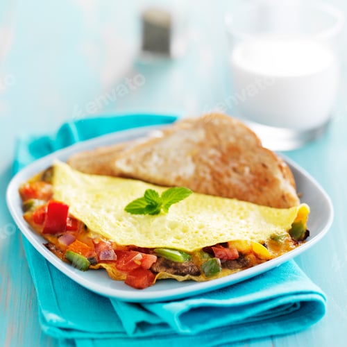Preview: breakfast omelette with vegetables and cheese