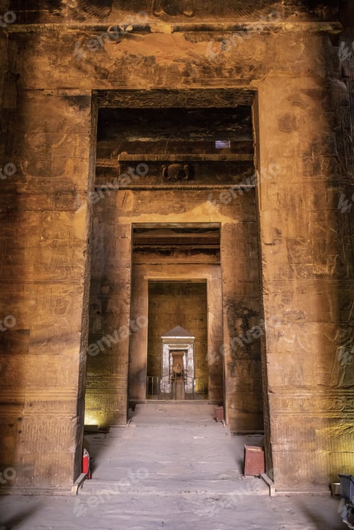 Preview: Interior of the Temple of Edfu in the city of Edfu, Egypt. On the bank of the Nile river