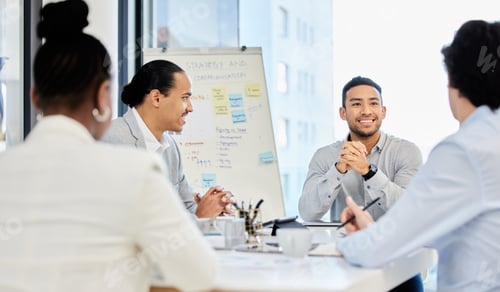 Preview: Teamwork to the rescue. Shot of businesspeople having a meeting in a boardroom at work.