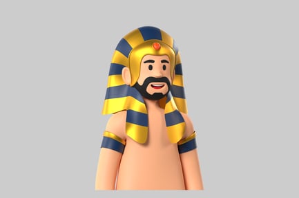Cartoon pharaoh with striped headdress