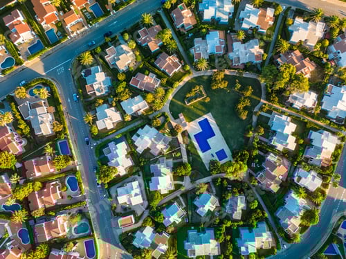 Preview: Aerial drone view of the harbor and the beach of Cala en Bosc, Menorca.