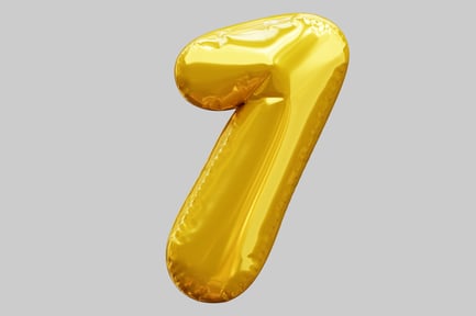Visualização: Número de sete balões dourados