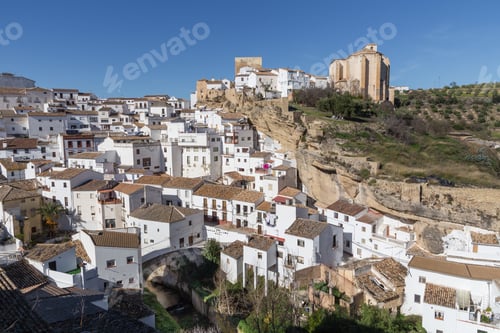 Preview: Aerial view of Setenil de las Bodegas town, in the province of Cadiz, Spain