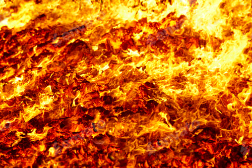 Preview: Fire. Volcano incandescent material. Hot charcoal bonfire. Carbon emissions