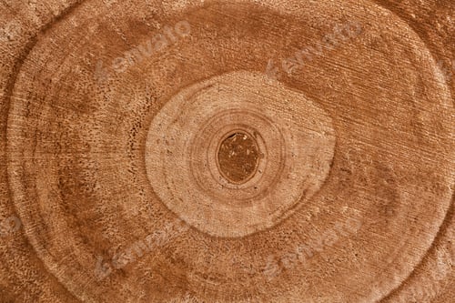 Preview: Wooden detailed texture of cut tree trunk cross-section or stump. Brown surface of concentric tree