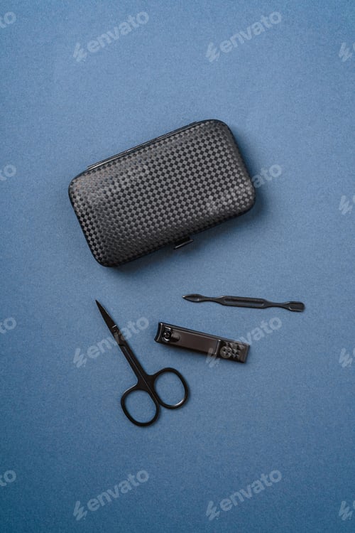 Preview: Set of manicure and pedicure tools and accessories near to case
