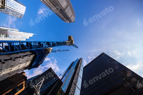 Preview: UK, London, Skyscrapers at Lime Street, upward view