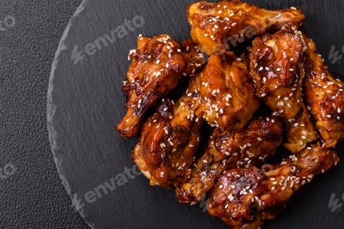Preview: Delicious crispy baked chicken wings in teriyaki sauce