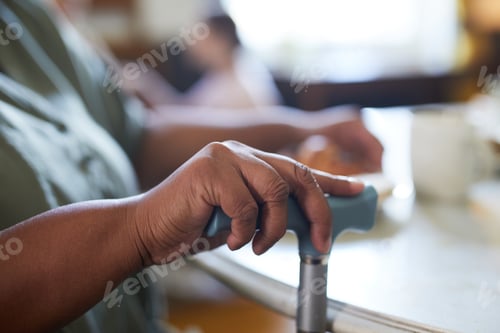 Preview: Senior Woman Holding Cane Closeup