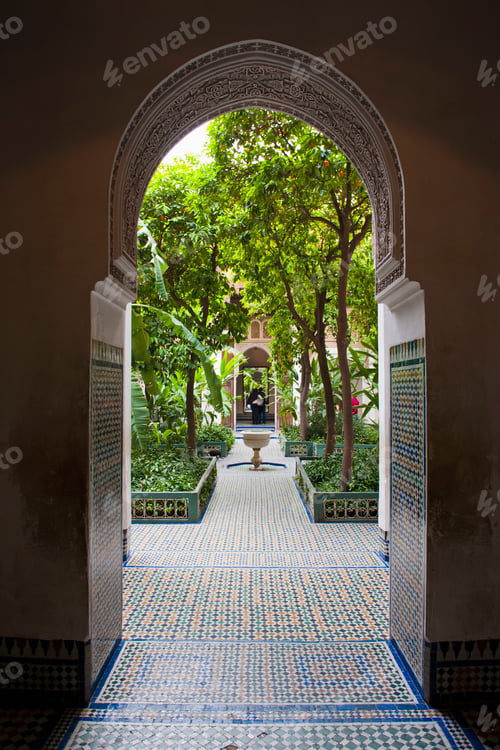 Preview: Courtyard at El Bahia Palace, Marrakech (Marrakesh), Morocco, North Africa, Africa