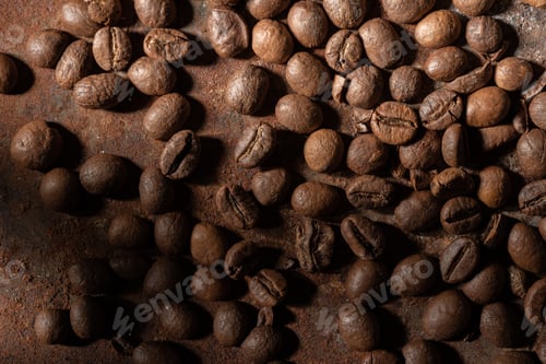 Preview: Art Style. Still Life Coffee- Dark Food Photo. Coffee Bean Background