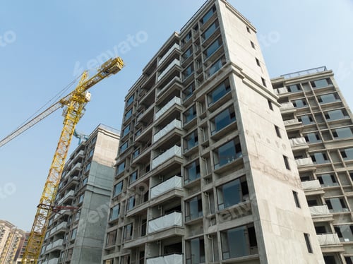 Preview: Aerial view of multistory apartment construction site in China